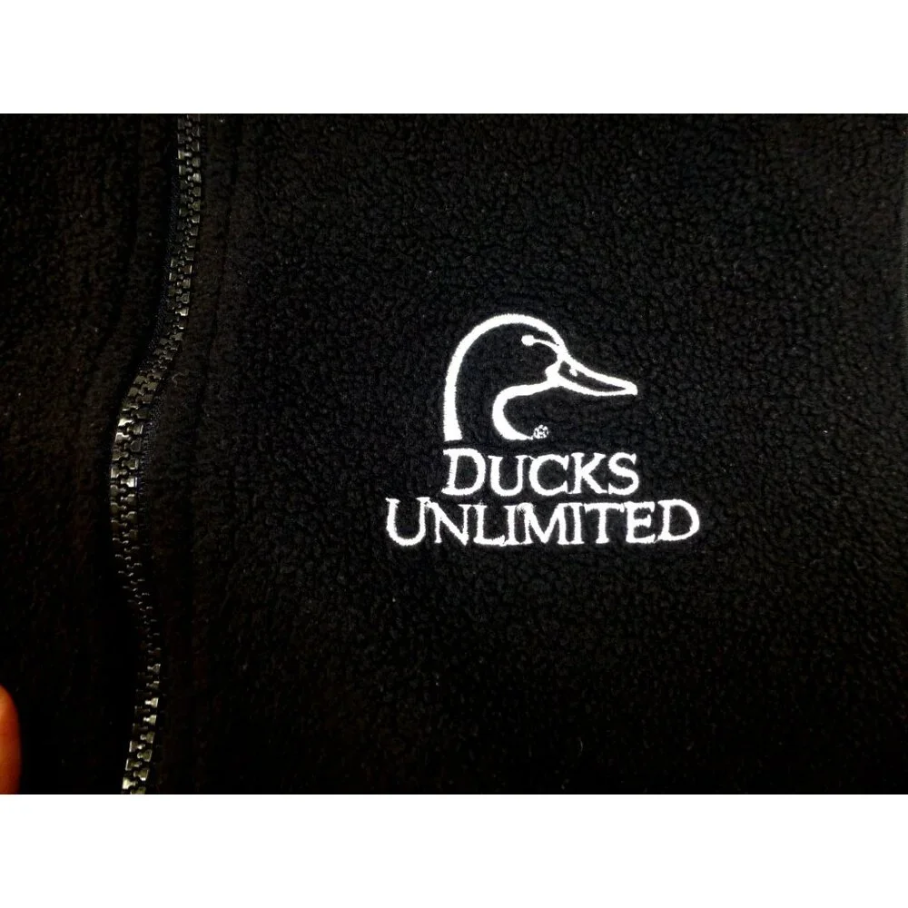 Ducks Unlimited Black Fleece Vest M Sleeveless Full-Zip With Pockets Mens Polyes